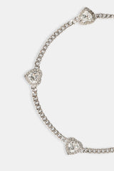 Micro Multi Heart Cuban Bracelet - White - 2.5mm