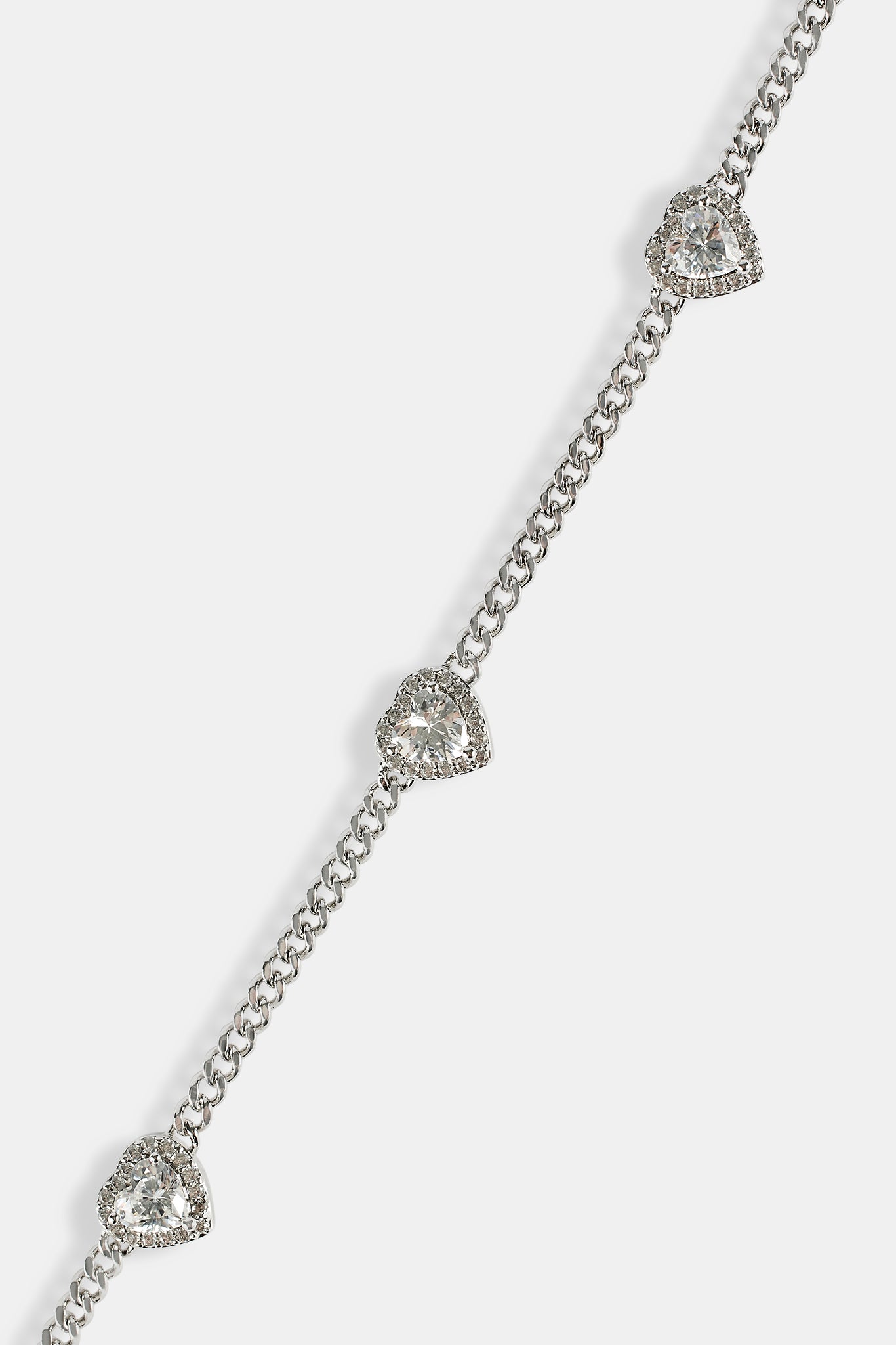 Micro Multi Heart Cuban Bracelet - White - 2.5mm