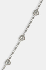 Micro Multi Heart Cuban Bracelet - White - 2.5mm