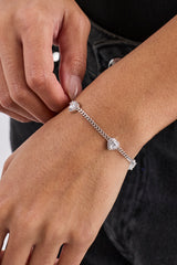 Micro Multi Heart Cuban Bracelet - White - 2.5mm
