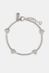 Micro Multi Heart Cuban Bracelet - White - 2.5mm