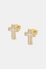 Mother Of Pearl Cross Stud Earrings - 10mm