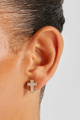 Mother Of Pearl Cross Stud Earrings - 10mm