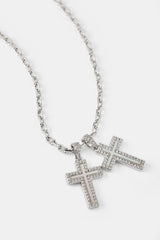 Mother Of Pearl Double Cross Necklace - 15mm - White