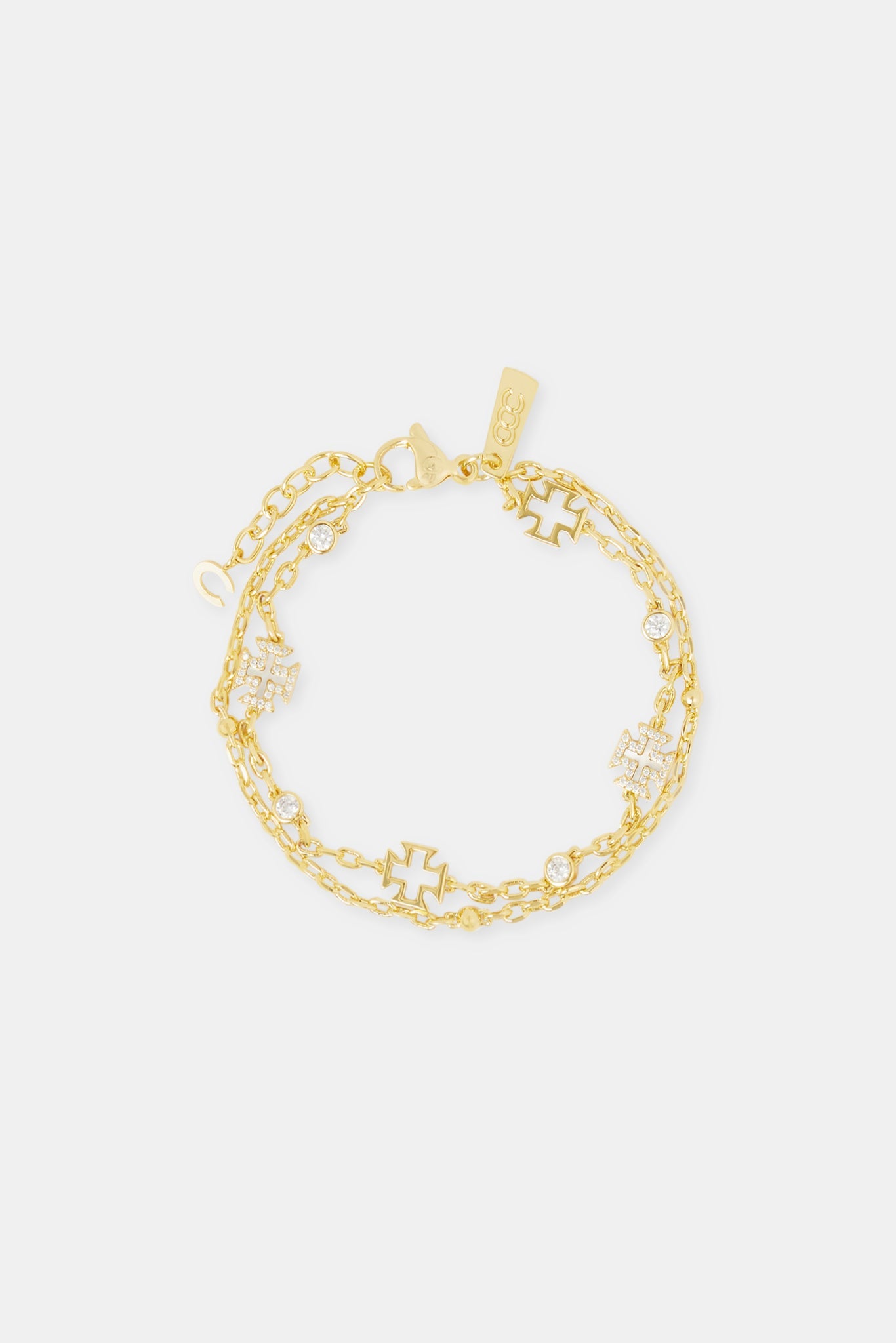 Mother of Pearl Motif Double Layer Rolo Bracelet - 8mm