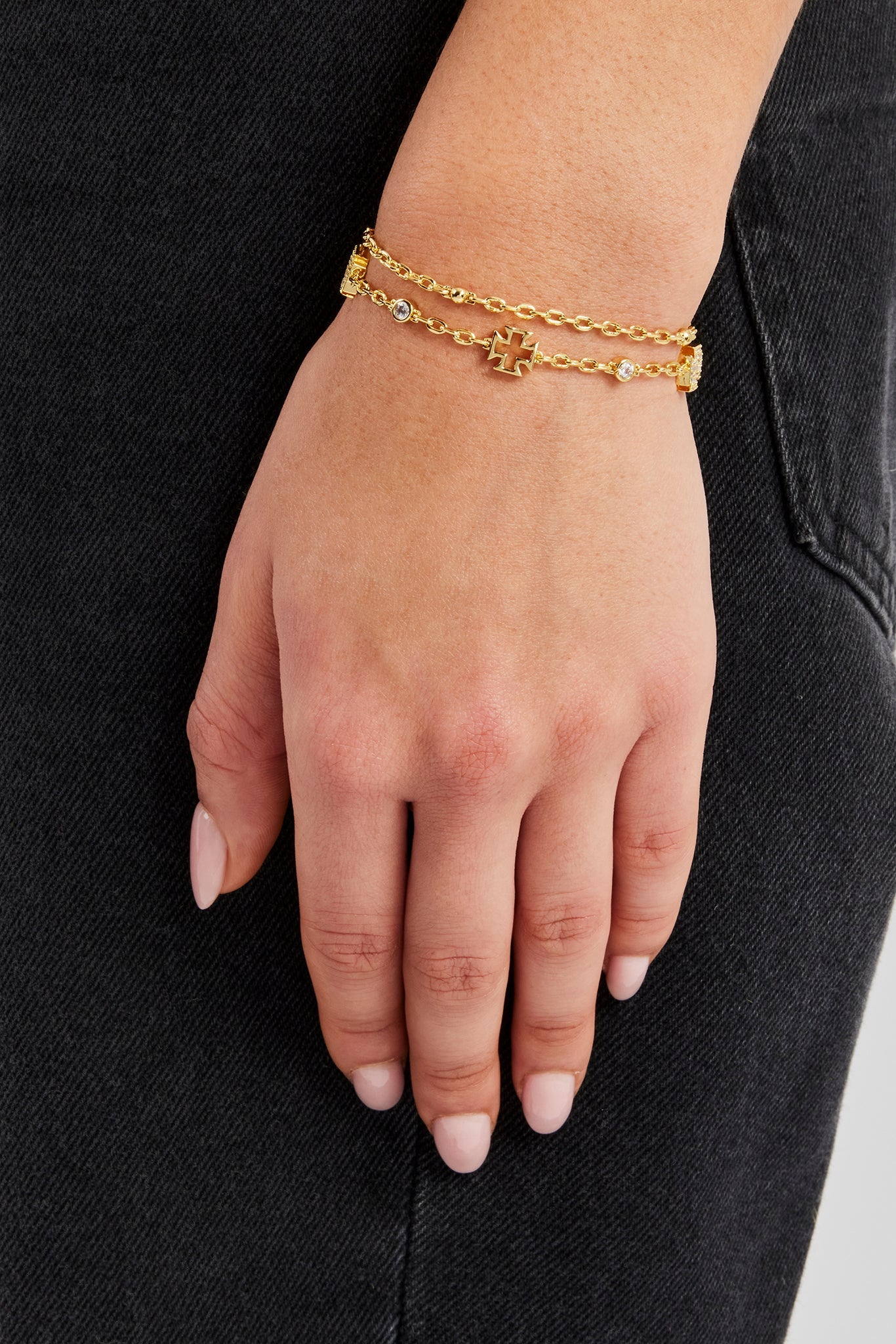 Mother of Pearl Motif Double Layer Rolo Bracelet - 8mm