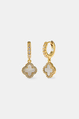 Mother Of Pearl Drop Earrings - 10mm - Gold