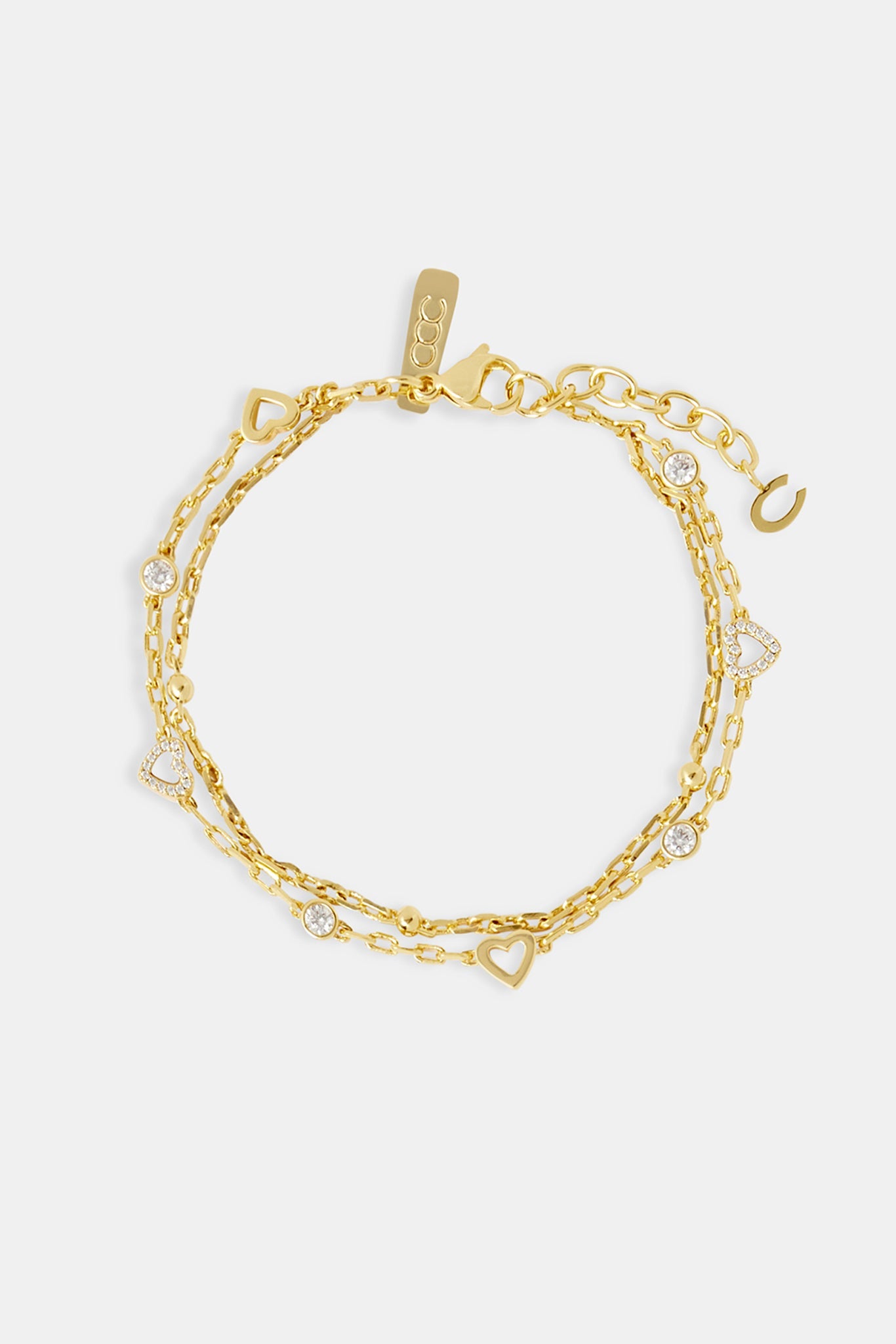 Mother of Pearl Heart Double Layer Rolo Bracelet - 8mm