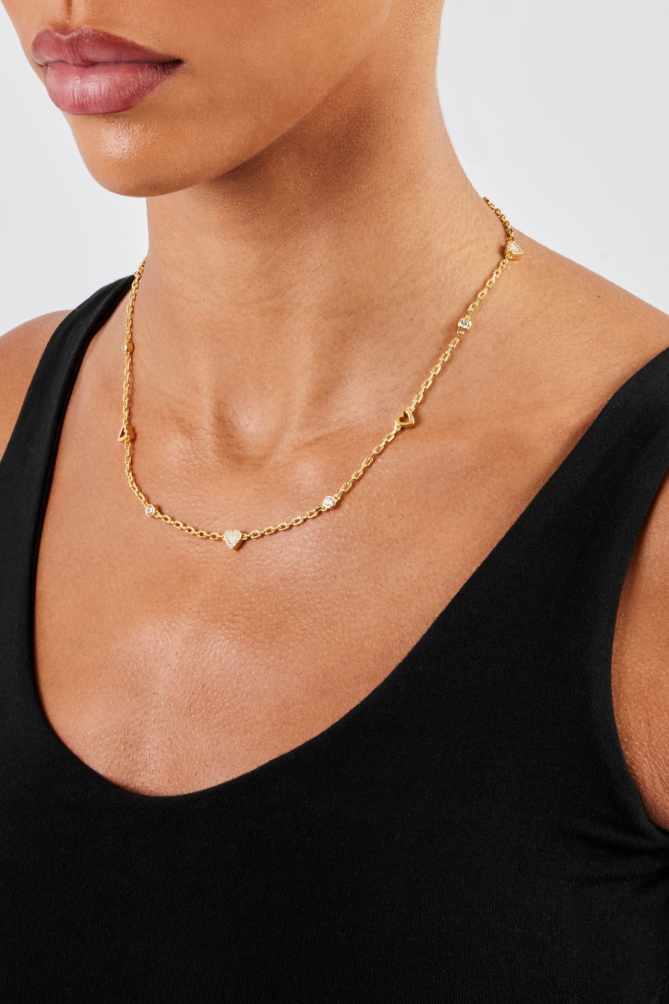 Mother of Pearl Heart Mix Rolo Chain - 8mm