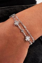 Mother Of Pearl Motif Double Layer Rolo Bracelet - 8mm - White