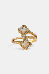 Mother Of Pearl Motif Twist Ring - 20mm - Gold