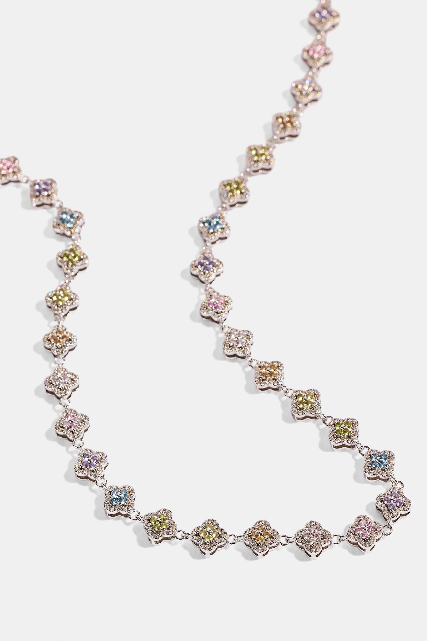 Multi Motif Cross Stone Chain - 8mm - White