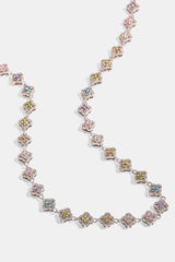 Multi Motif Cross Stone Chain - 8mm - White