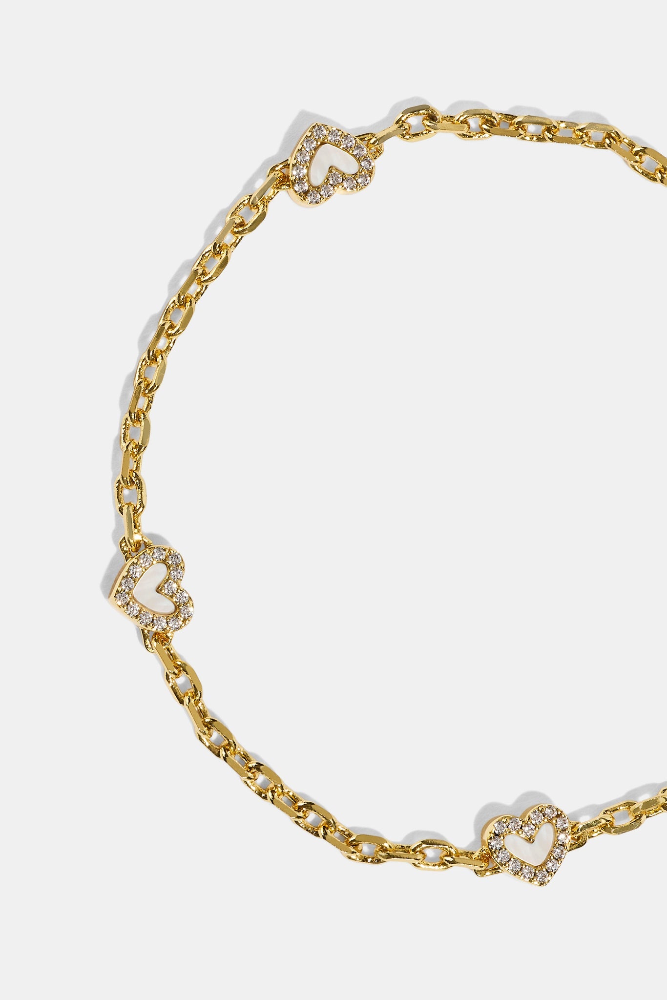 Mother Of Pearl Heart Bracelet - Gold