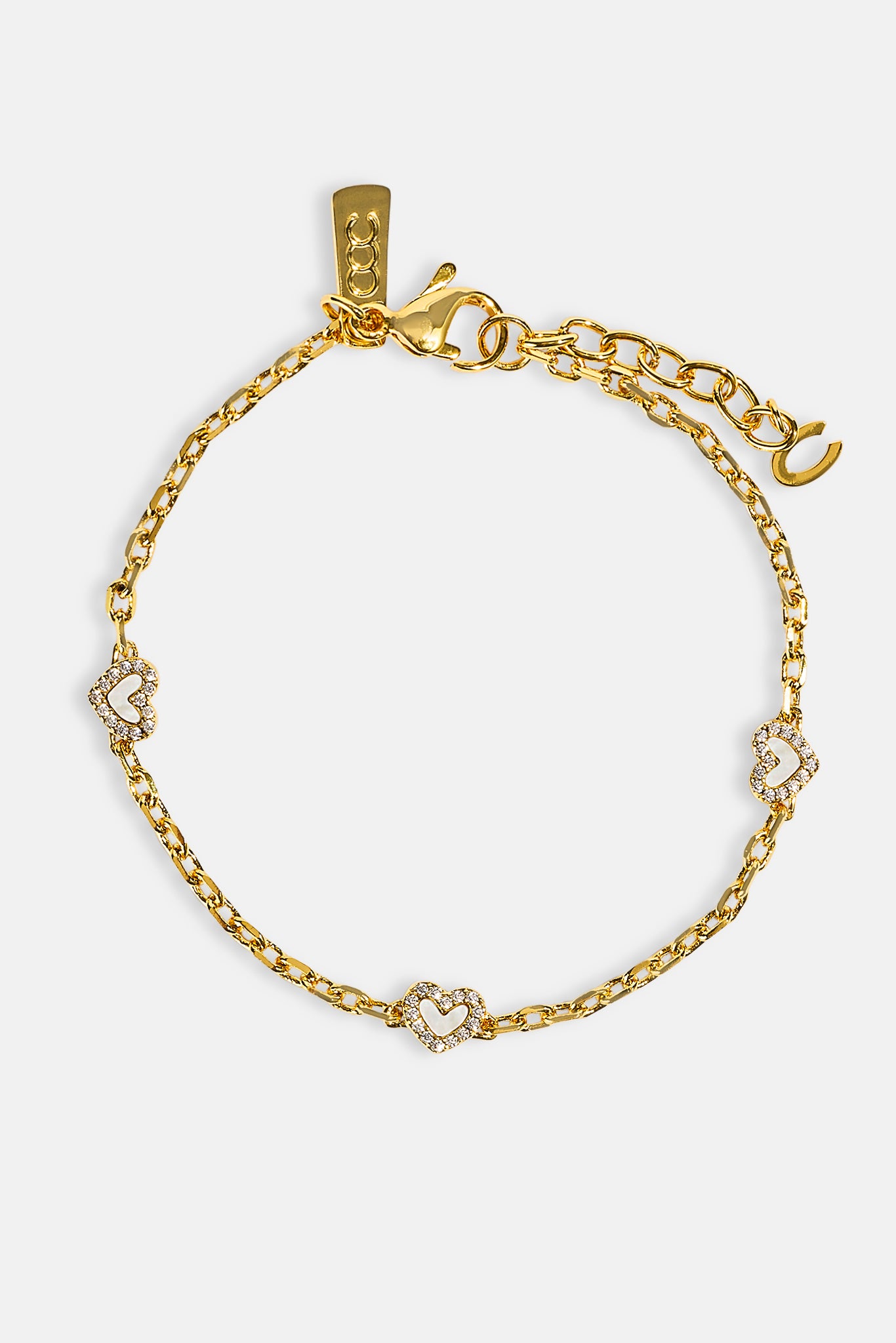 Mother Of Pearl Heart Bracelet - Gold