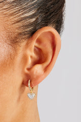 Mother Of Pearl Heart Drop Earrings - 6mm