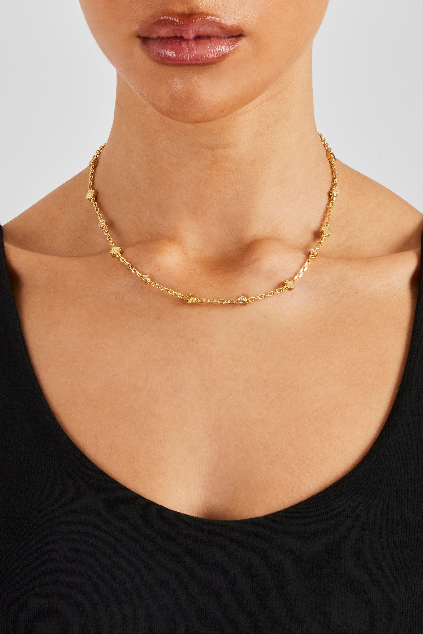 Multi Motif and Gemstone Necklace - 6mm