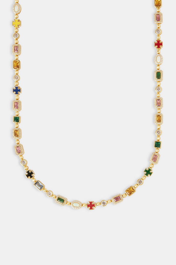 Multi Gemstone Chain - 6mm - Gold