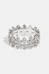 Multi Cross Iced Ring - 10mm - White