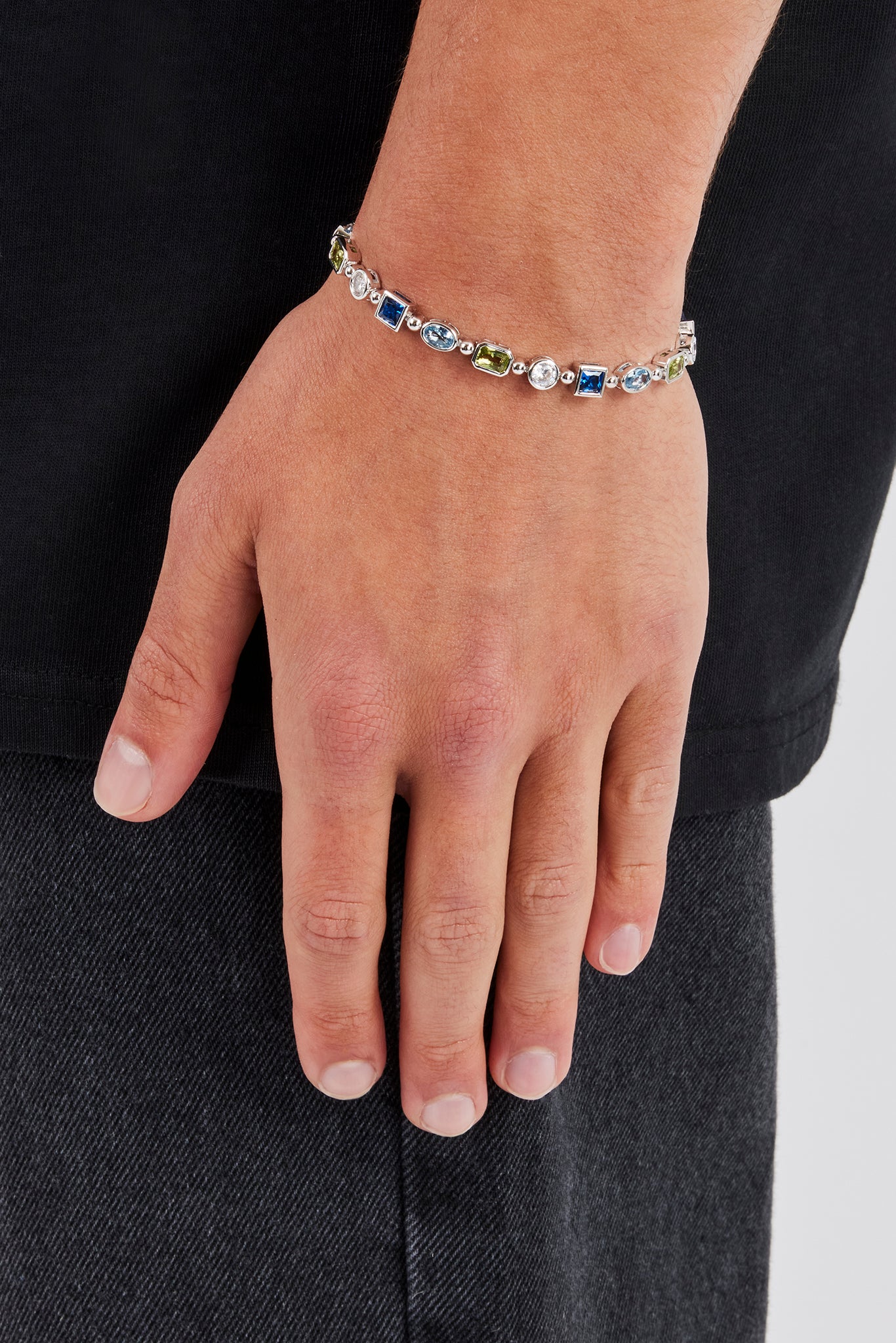 Mixed Shape Gemstone Link Bracelet - 6mm