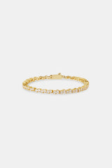 Mixed Square Stone Tennis Bracelet - 3mm - Gold