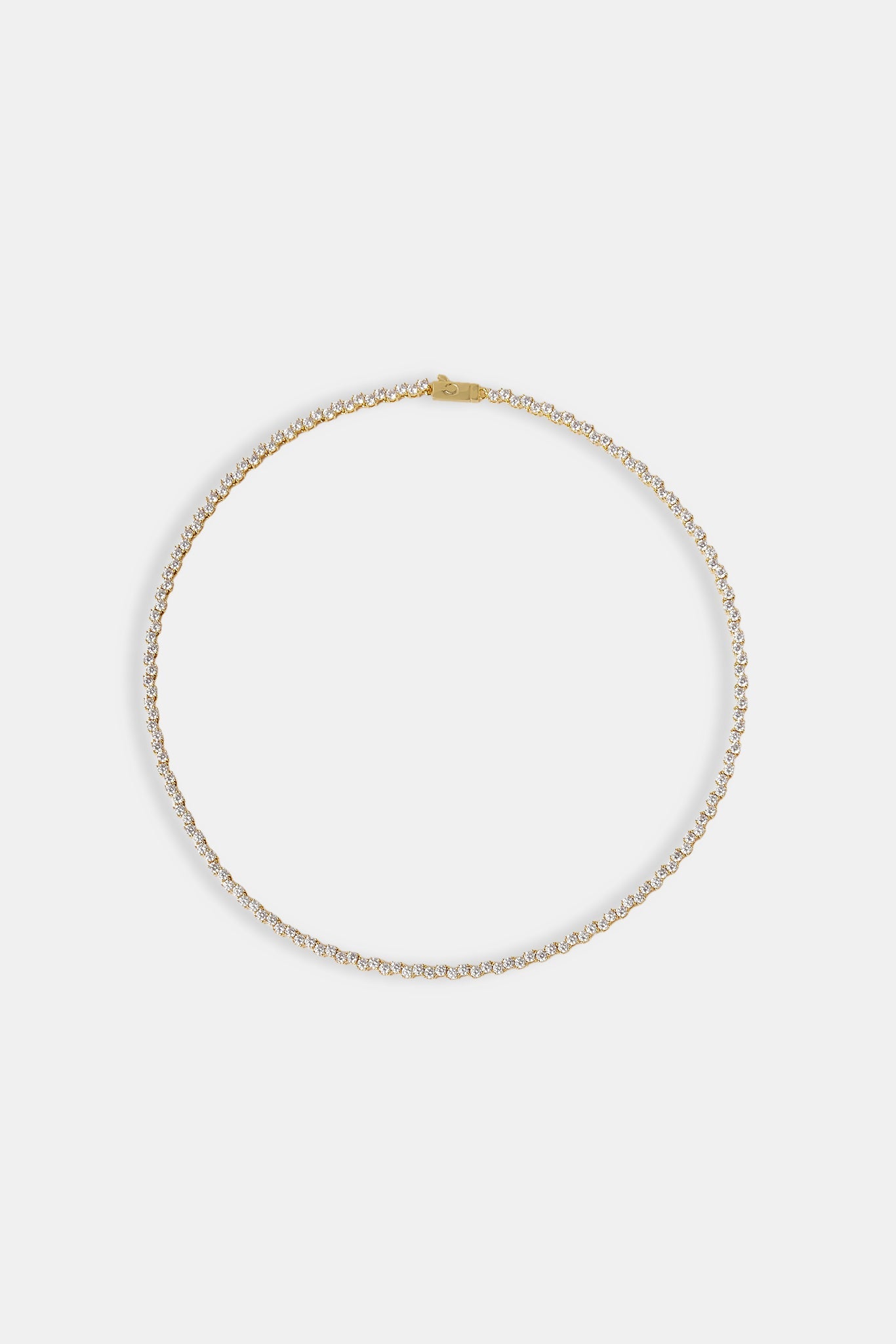 Mixed Square Stone Tennis Chain - 3mm - Gold