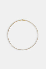 Mixed Square Stone Tennis Chain - 3mm - Gold