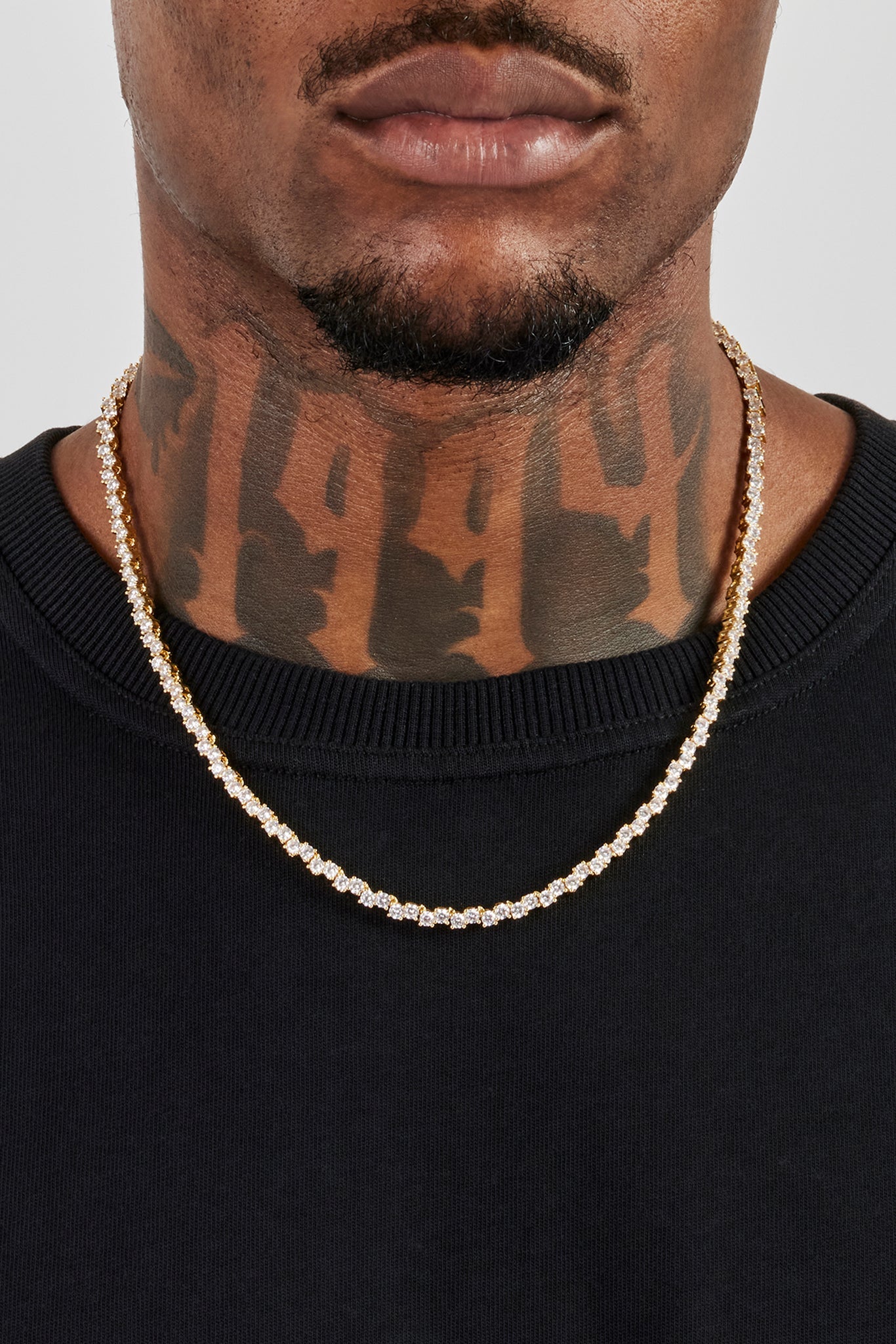 Mixed Square Stone Tennis Chain - 3mm - Gold