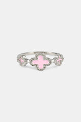 Pink Triple Motif Ring - 10mm - White