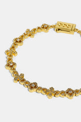 Iced Cross Motif Infinity Bracelet - 8mm - Gold