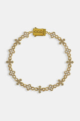 Iced Cross Motif Infinity Bracelet - 8mm - Gold