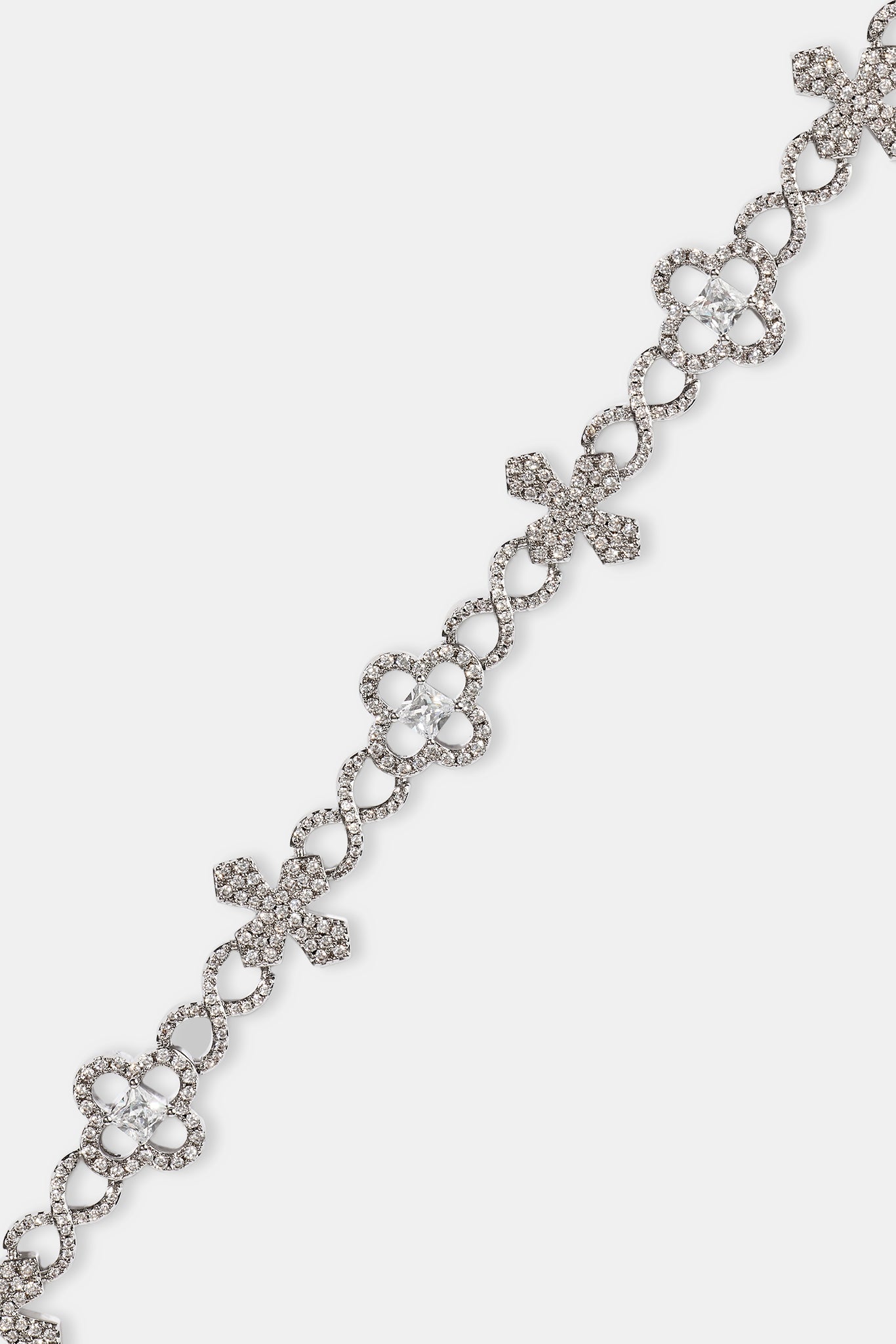 Iced Cross Motif Infinity Bracelet - 8mm - White