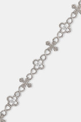 Iced Cross Motif Infinity Bracelet - 8mm - White
