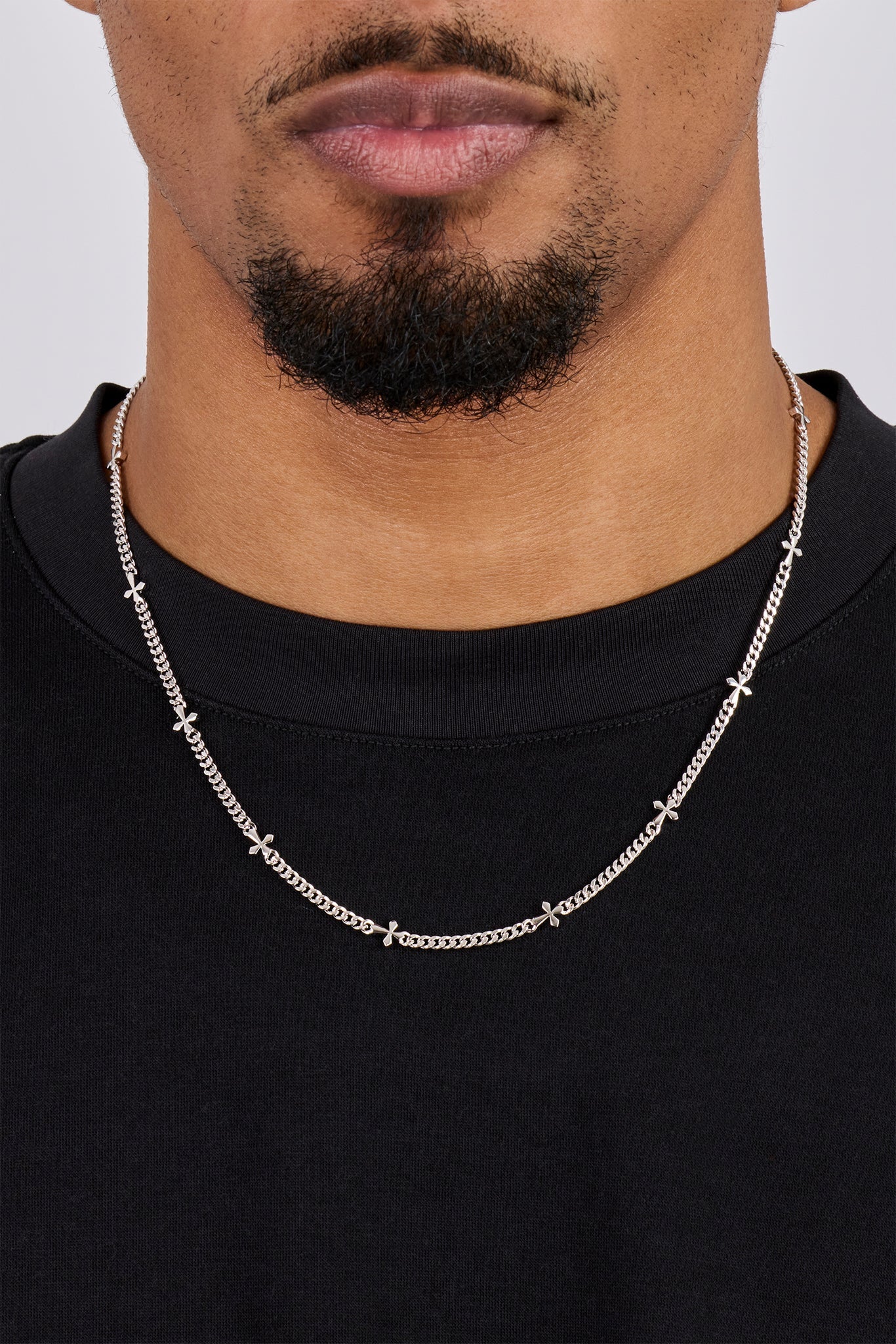 Polished Miami & Cross Chain - 3mm - White