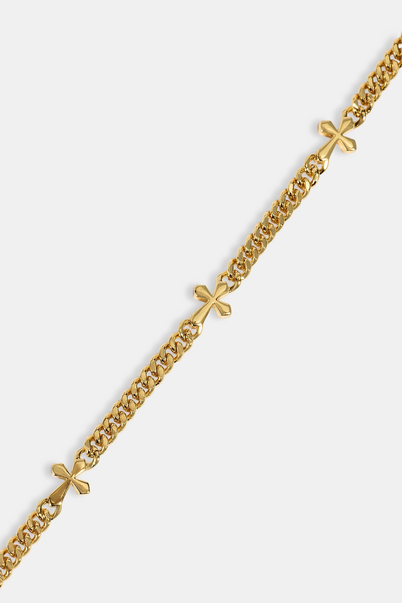 Polished Miami & Cross Bracelet - 3mm - Gold