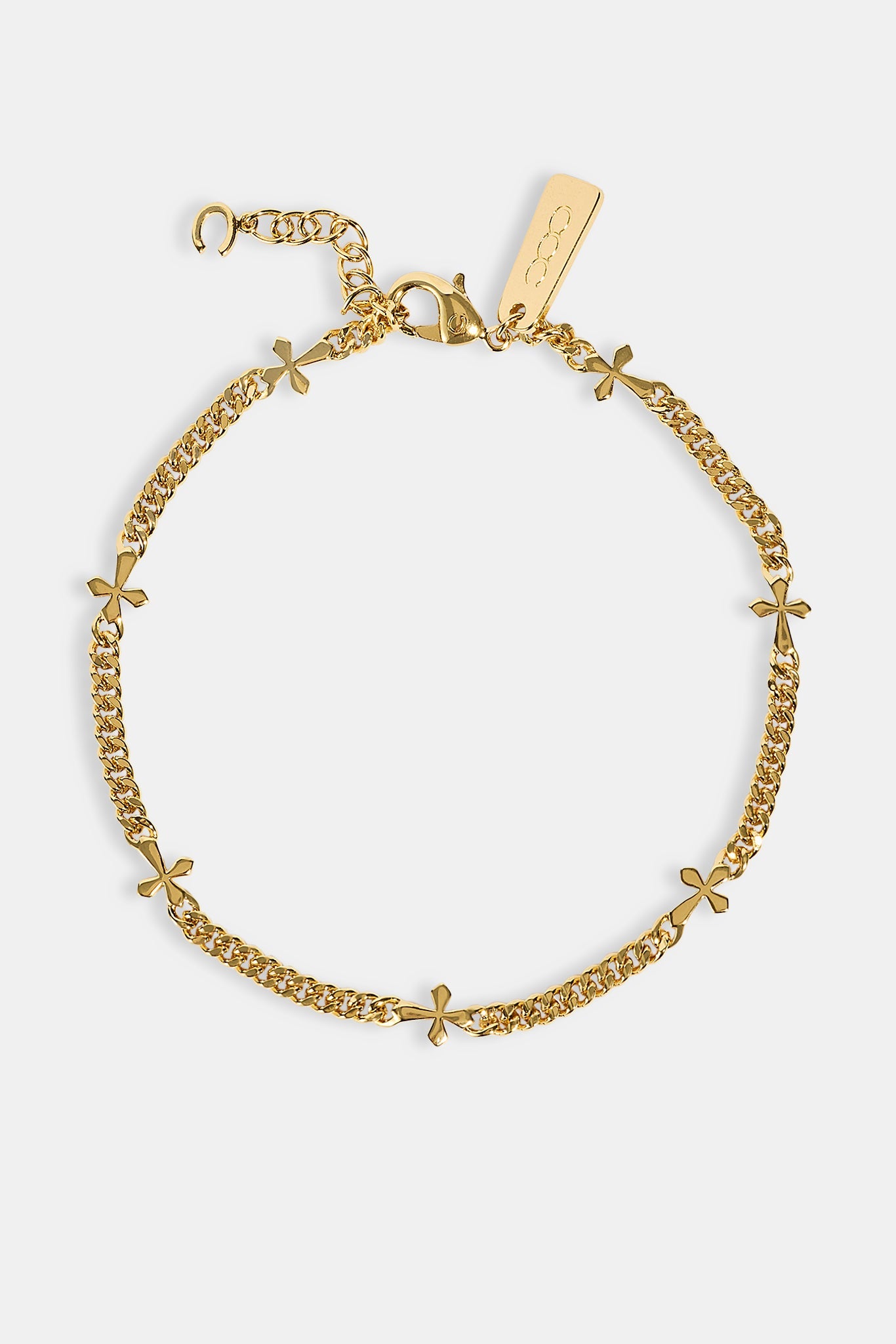 Polished Miami & Cross Bracelet - 3mm - Gold
