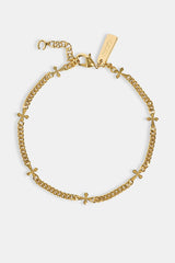 Polished Miami & Cross Bracelet - 3mm - Gold