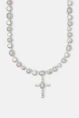 Opal & Round CZ Drop Cross Chain