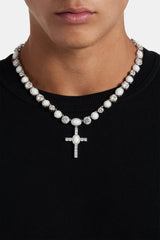 Opal & Round CZ Drop Cross Chain