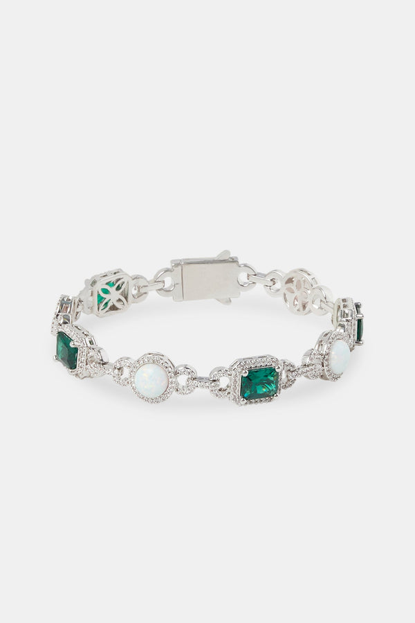 Opal & Green Baguette Tennis Bracelet - 10mm