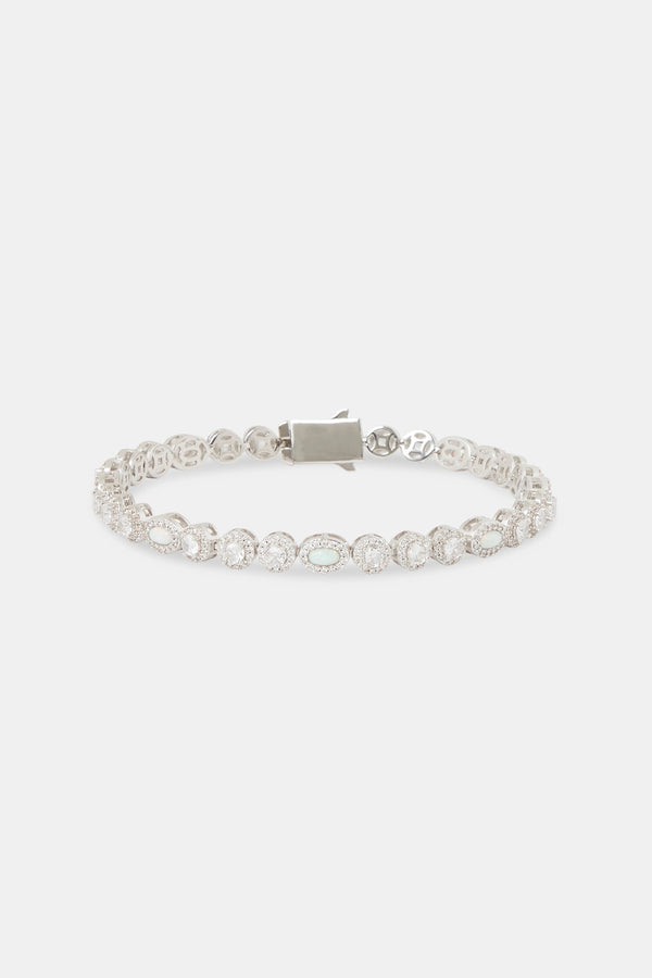 Opal & Clear Gemstone Bracelet - 6mm