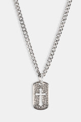 Polished Cross Outline Necklace - 15mm - White