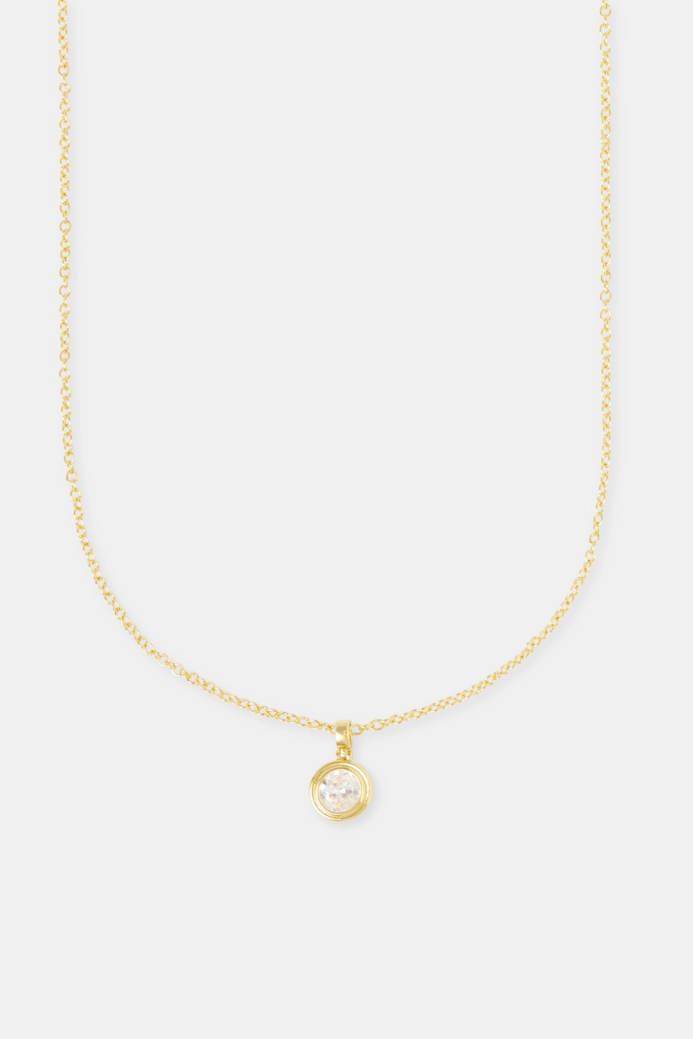 Men's Oval Cz Pendant Necklace - 12mm - Gold