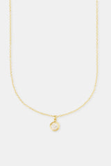Men's Oval Cz Pendant Necklace - 12mm - Gold