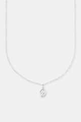 Oval Cz Pendant Necklace - 12mm - White