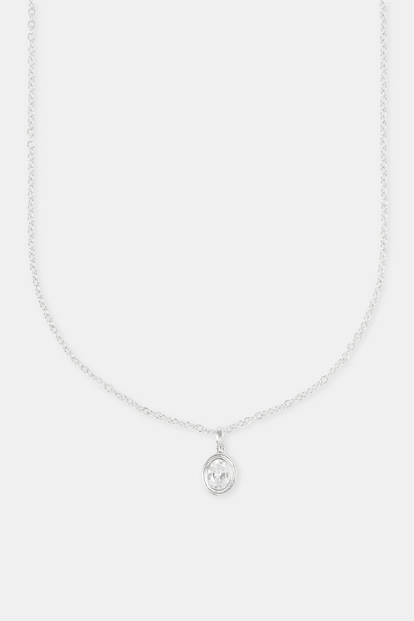 Men's Oval Cz Pendant Necklace - 12mm