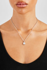Oval Cz Pendant Necklace - 12mm - White