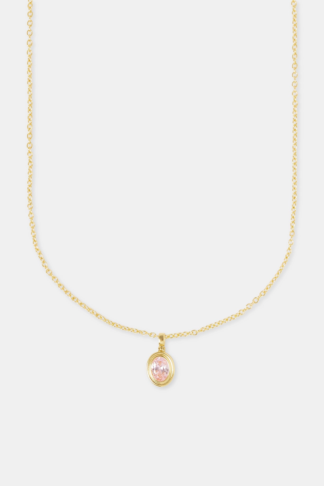 Oval Cz Pendant Necklace - 12mm