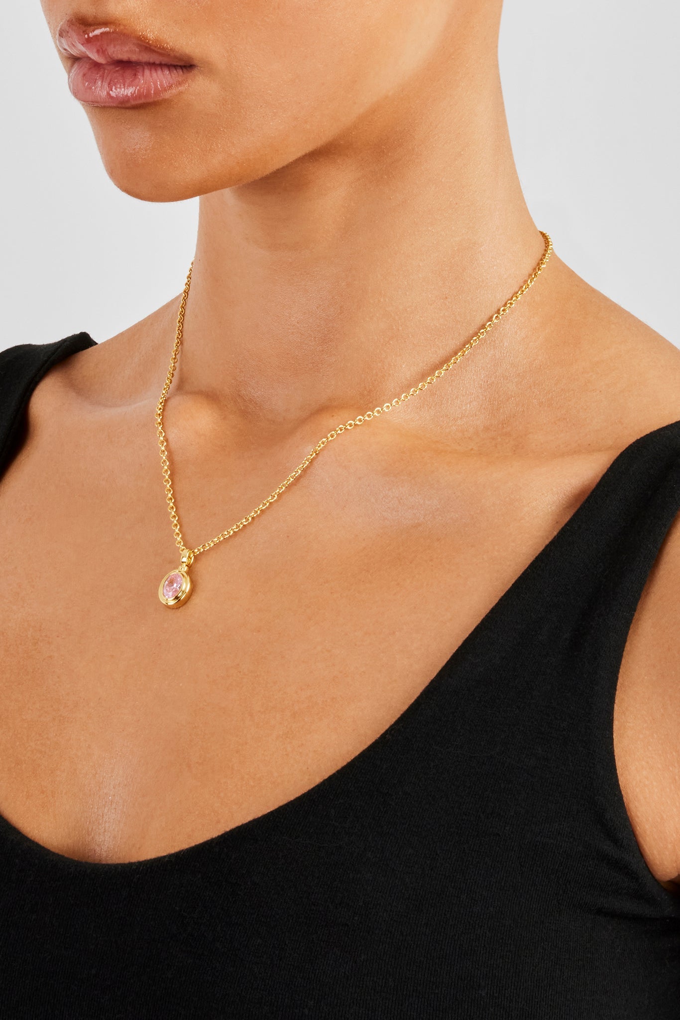 Oval Cz Pendant Necklace - 12mm