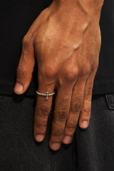 Oxidised Cross Motif Ring - 10mm - White